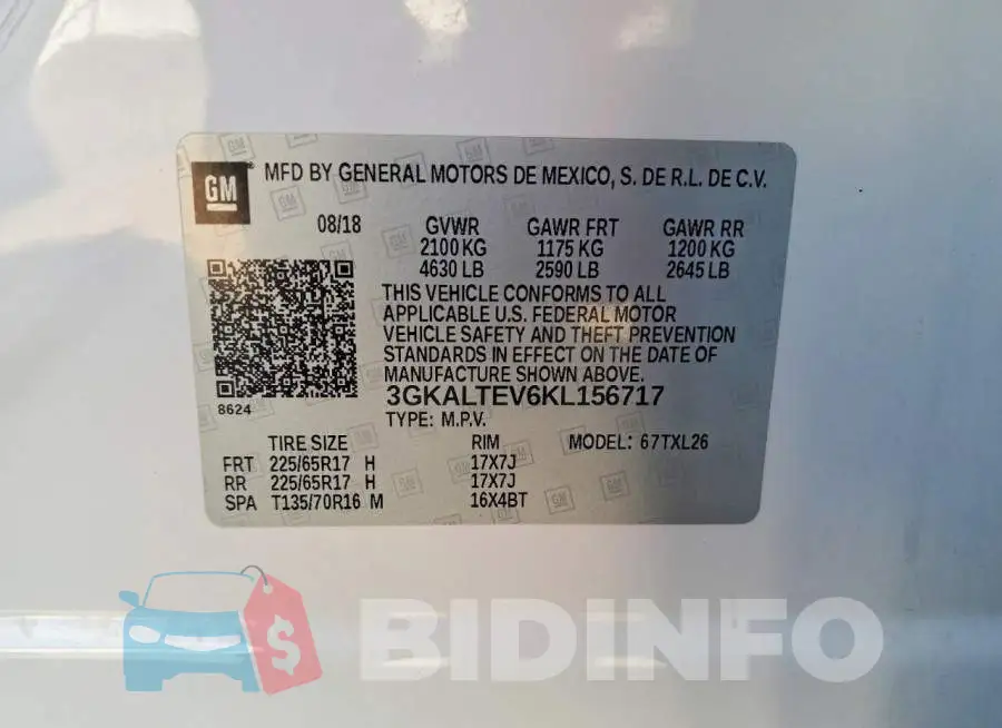 3GKALTEV6KL156717 Photo# 13
