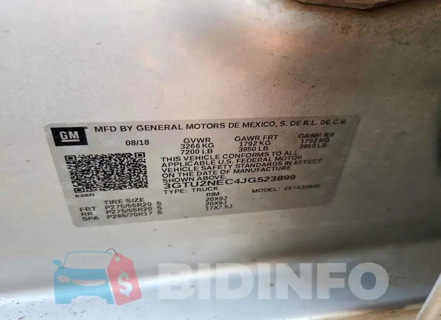3GTU2NEC4JG523899 Photo# 12