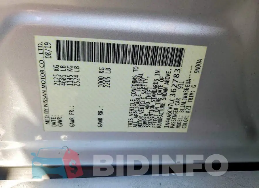 1N4AA6CV7LC362783 Photo# 12