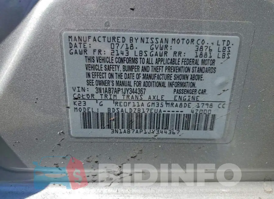 3N1AB7AP1JY344367 Photo# 13