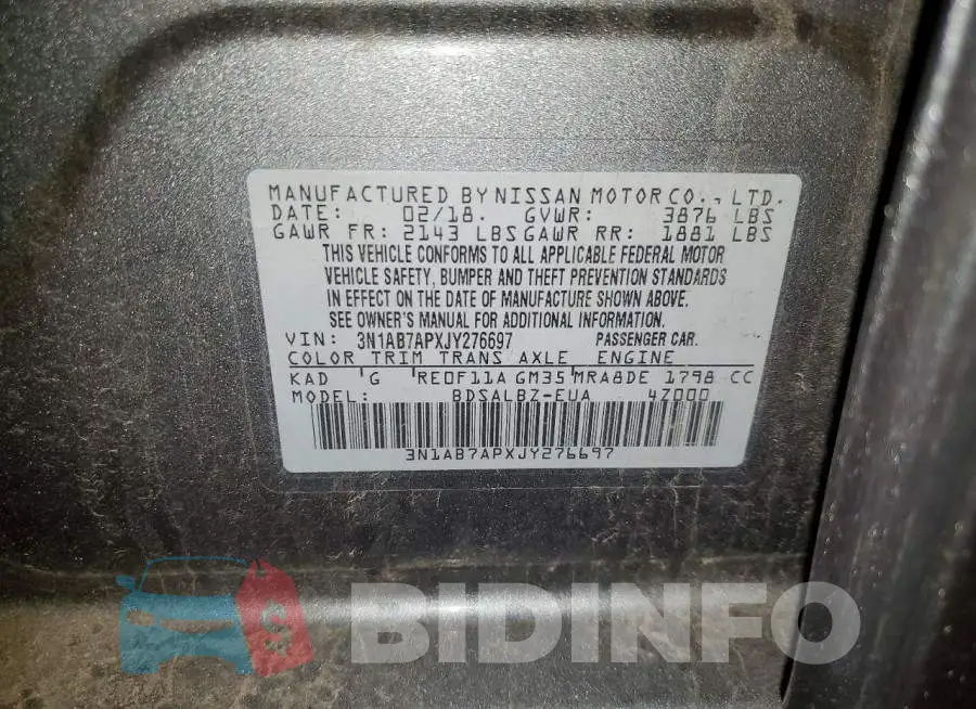 3N1AB7APXJY276697 Photo# 12