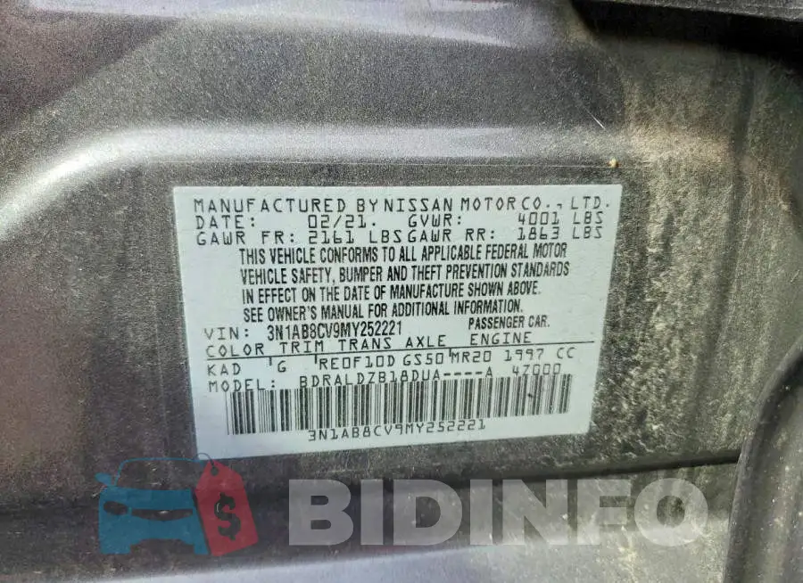 3N1AB8CV9MY252221 Photo# 12