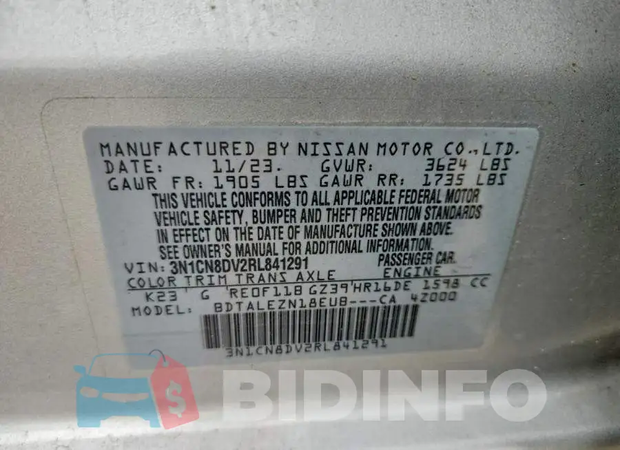 3N1CN8DV2RL841291 Photo# 12