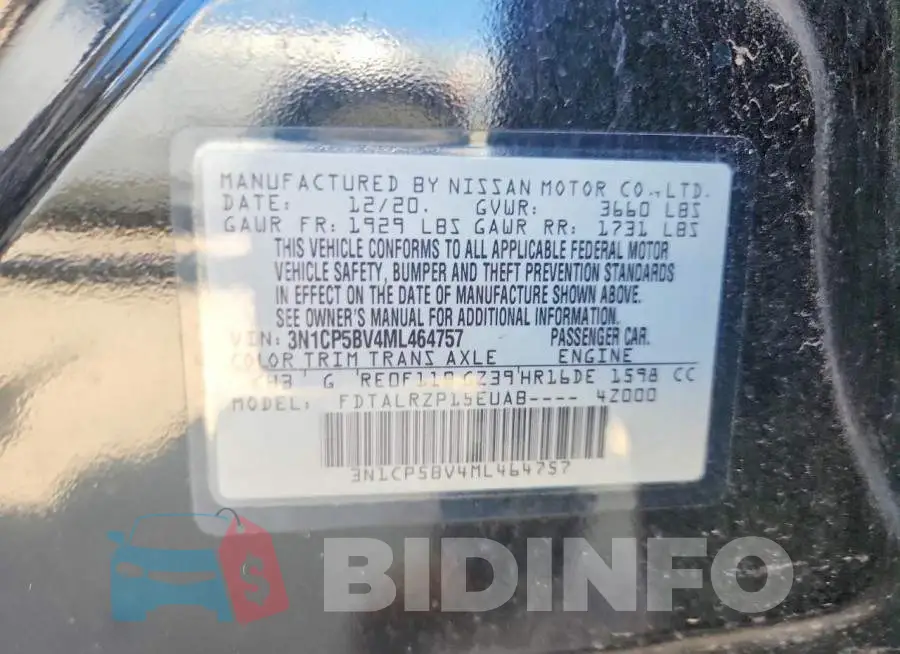 3N1CP5BV4ML464757 Photo# 12
