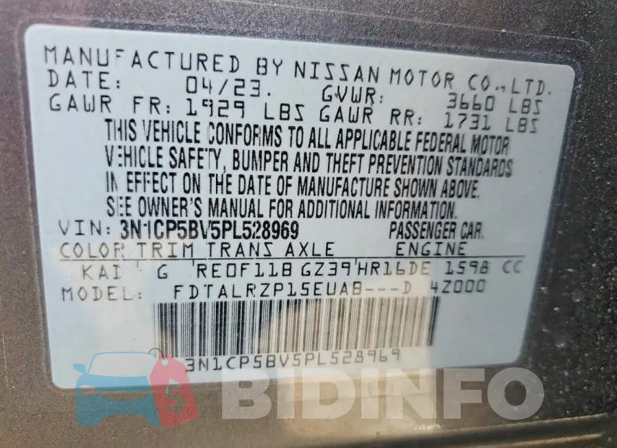 3N1CP5BV5PL528969 Photo# 12