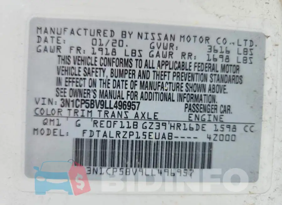 3N1CP5BV9LL496957 Photo# 12