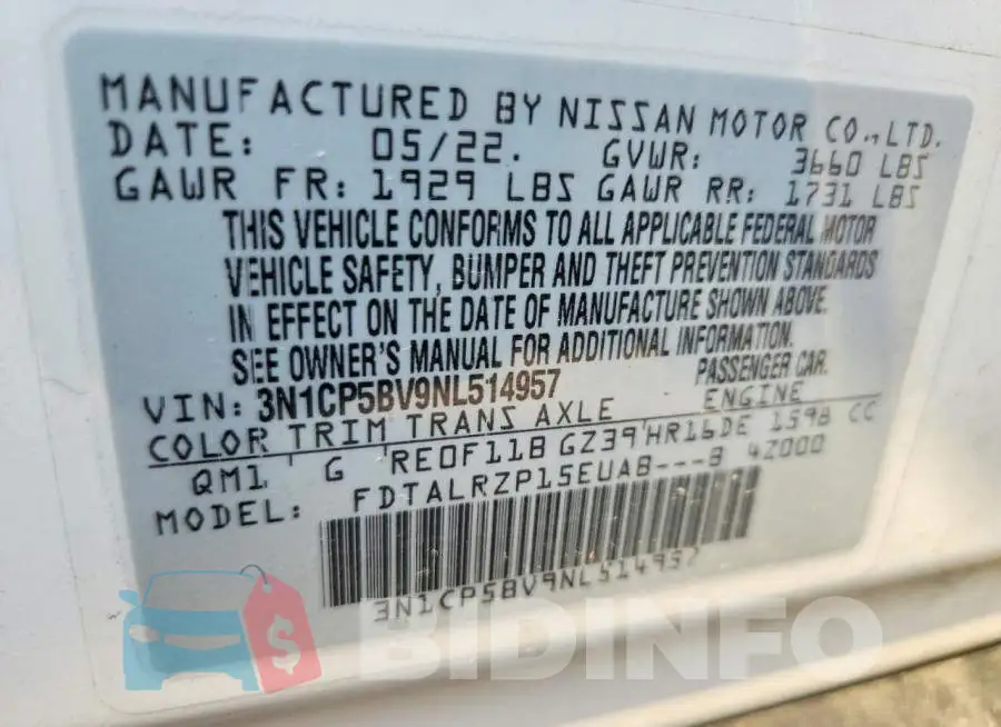 3N1CP5BV9NL514957 Photo# 12