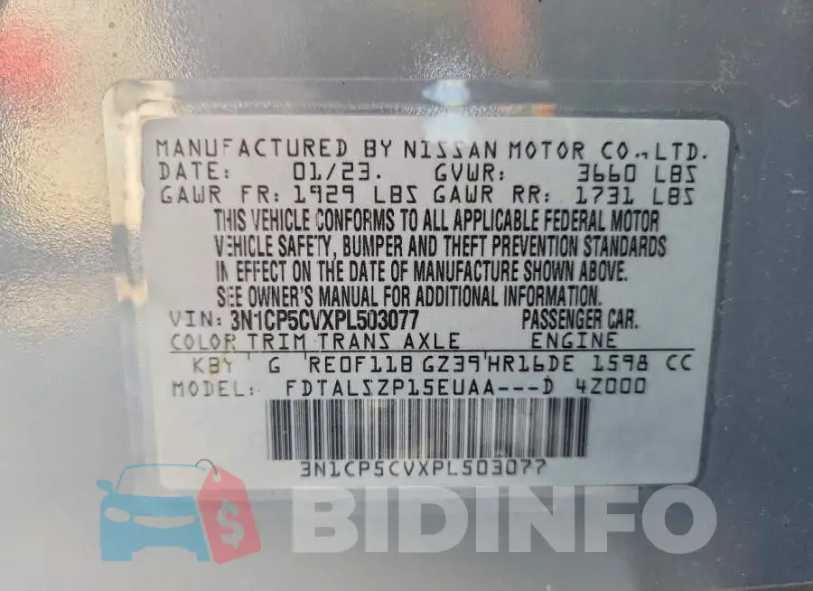 3N1CP5CVXPL503077 Photo# 12
