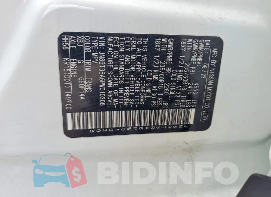 JN8BT3BA6PW010308 Photo# 13