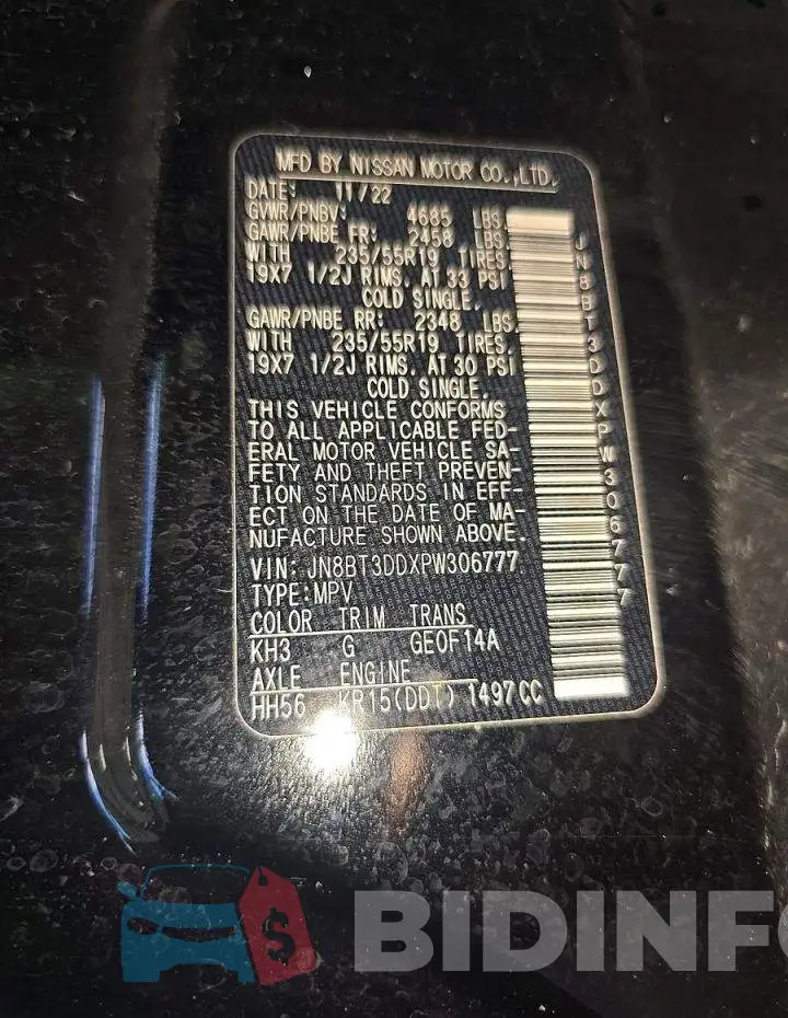 JN8BT3DDXPW206777 Photo# 10