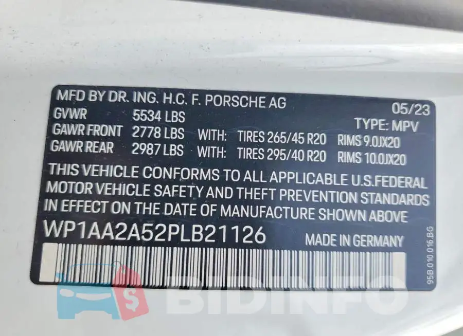 WP1AA2A52PLB21126 Photo# 13