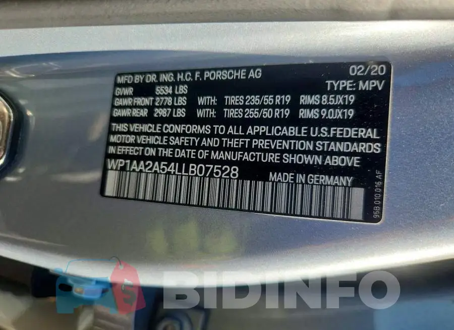 WP1AA2A54LLB07528 Photo# 14