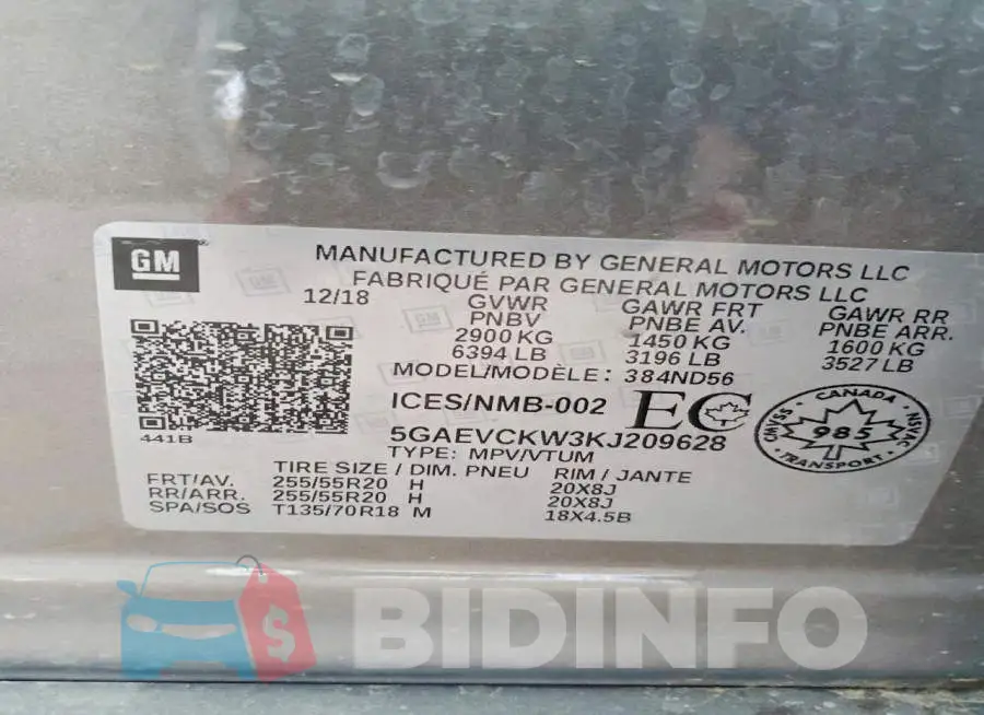 5GAEVCKW3KJ209628 Photo# 14