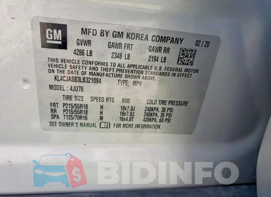 KL4CJASB3LB321094 Photo# 12