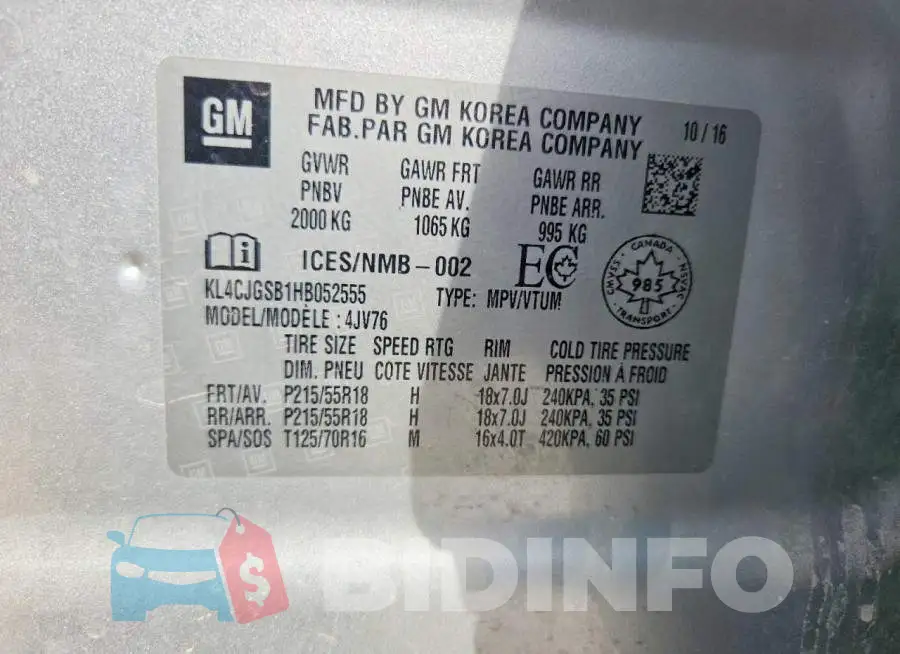 KL4CJGSB1HB052555 Photo# 13