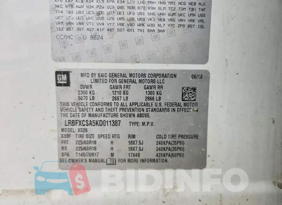 LRBFXCSA5KD011387 Photo# 12