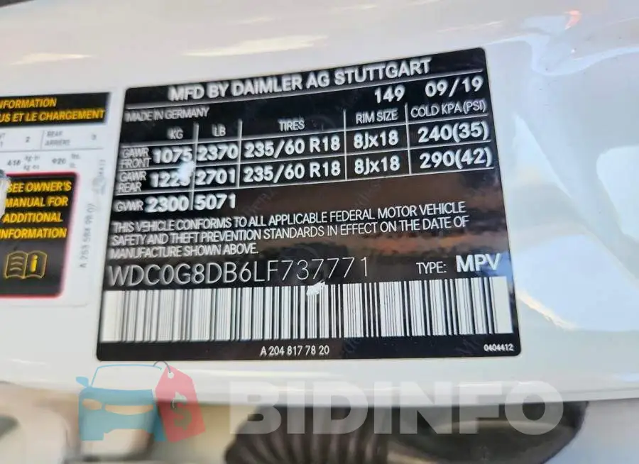 WDC0G8DB6LF737771 Photo# 13