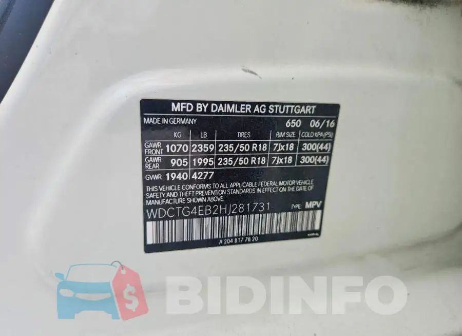 WDCTG4EB2HJ281731 Photo# 13