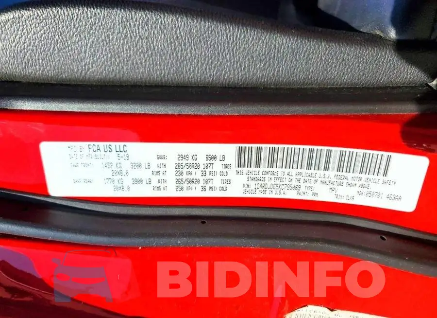 1C4RDJDG5KC795069 Photo# 14