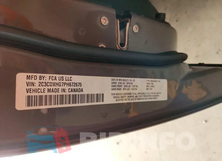 2C3CDXHG7PH672675 Photo# 12