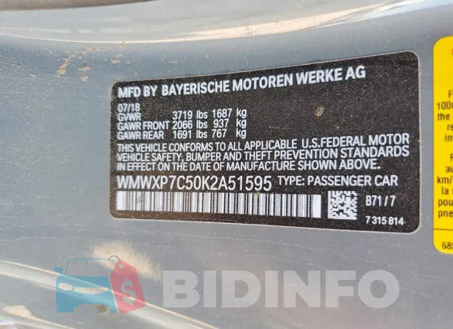 WMWXP7C50K2A51595 Photo# 13