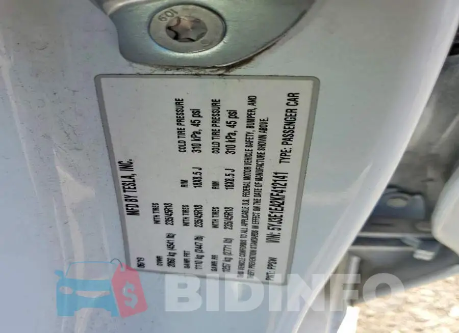 5YJ3E1EA2KF412141 Photo# 12