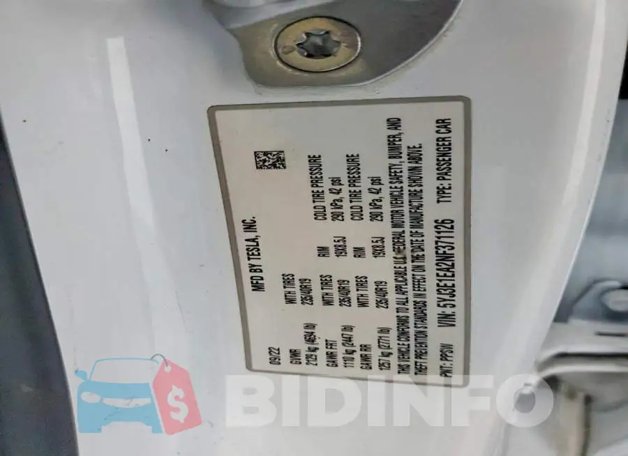 5YJ3E1EA2NF371126 Photo# 12