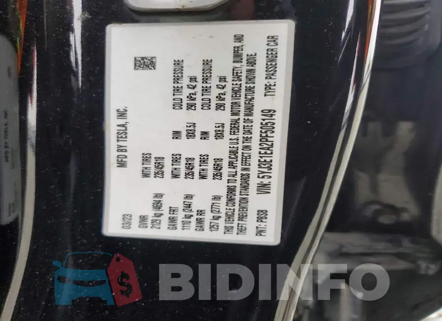 5YJ3E1EA2PF505149 Photo# 12
