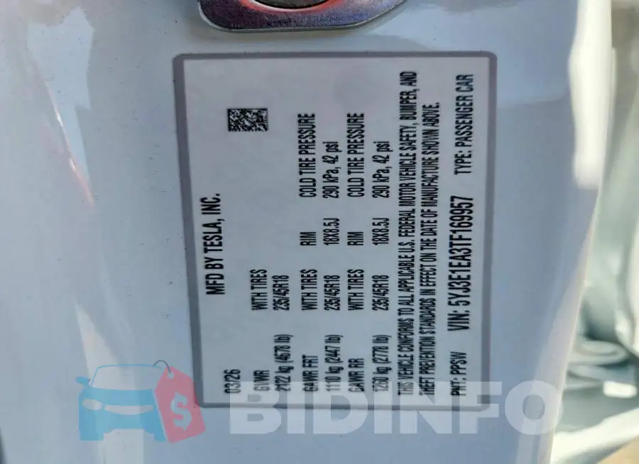 5YJ3E1EA3TF169957 Photo# 12