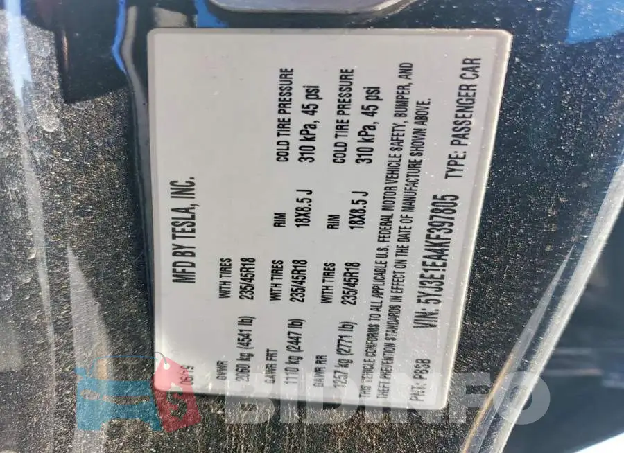 5YJ3E1EA4KF397805 Photo# 12