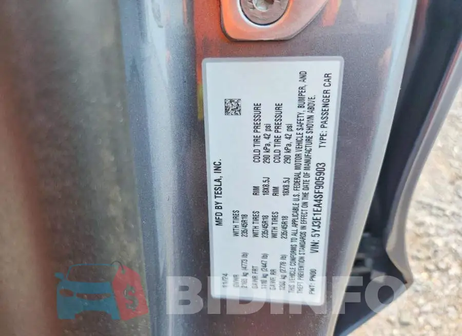 5YJ3E1EA4SF905903 Photo# 12