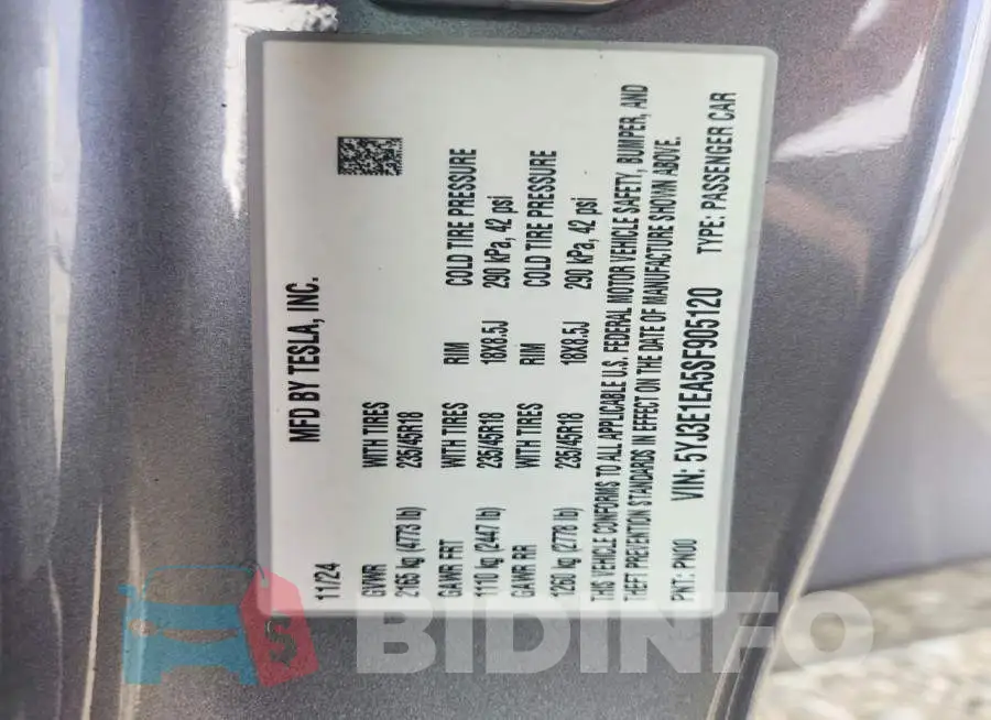 5YJ3E1EA5SF905120 Photo# 12