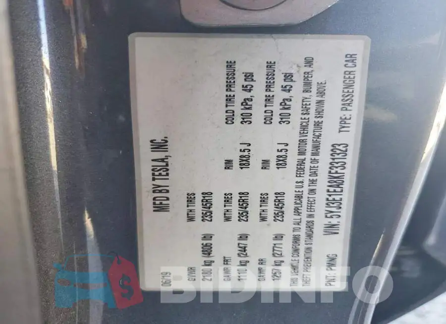 5YJ3E1EA8KF331323 Photo# 12