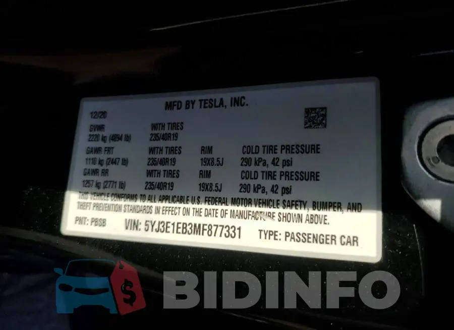 5YJ3E1EB3MF877331 Photo# 12