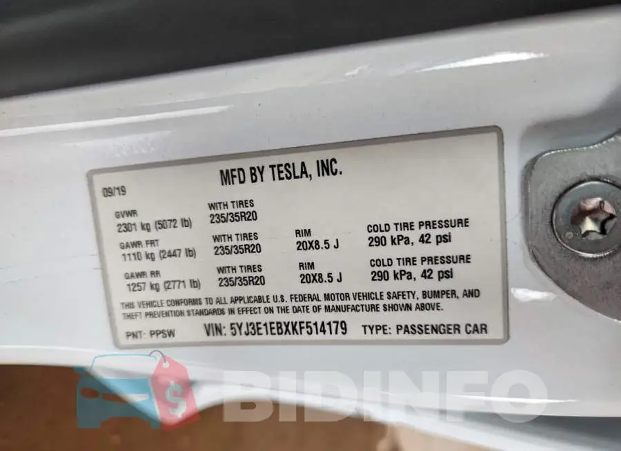 5YJ3E1EBXKF514179 Photo# 12