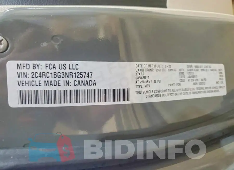 2C4RC1BG3NR125747 Photo# 13