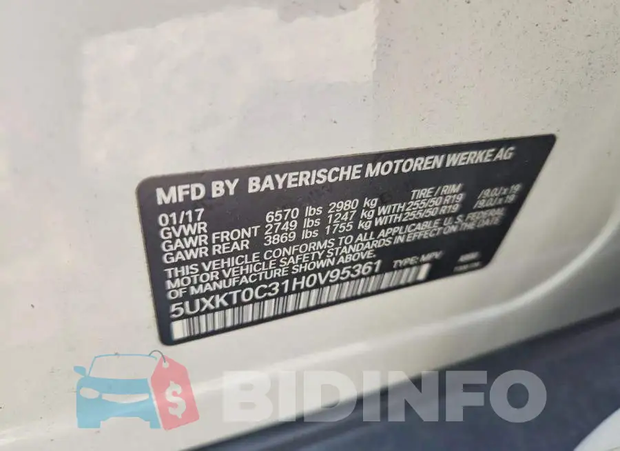 5UXKT0C31H0V95361 Photo# 13