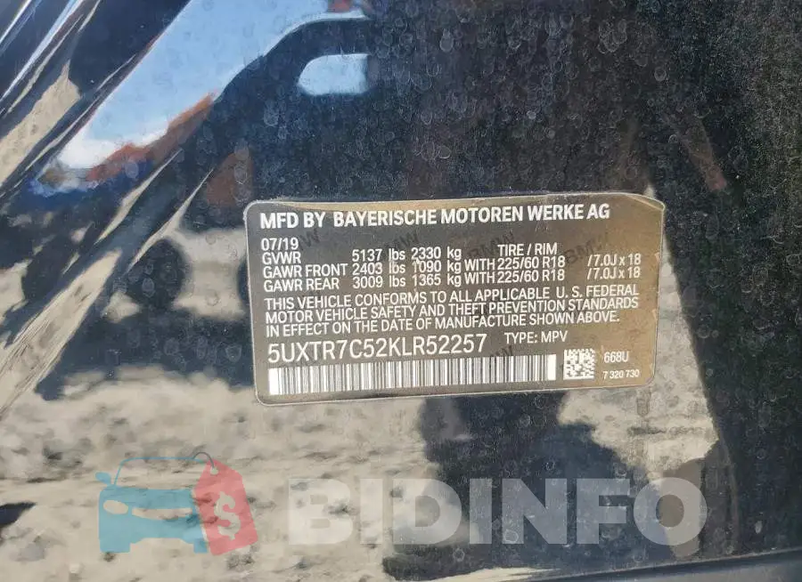 5UXTR7C52KLR52257 Photo# 12