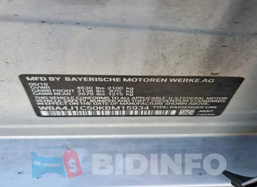 WBA4J1C50KBM15934 Photo# 13