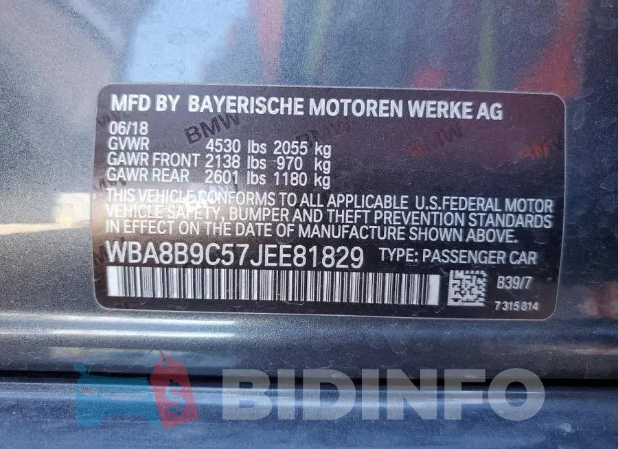 WBA8B9C57JEE81829 Photo# 13