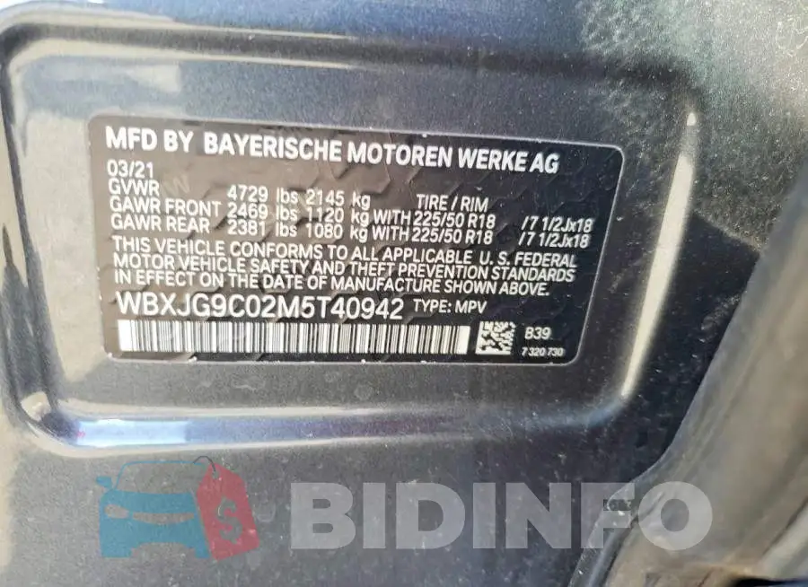 WBXJG9C02M5T40942 Photo# 14