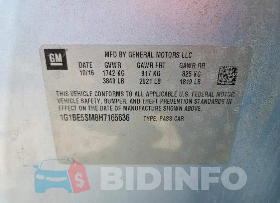 1G1BE5SM8H7165636 Photo# 12