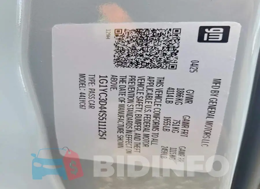 1G1YC3D44S5111254 Photo# 12