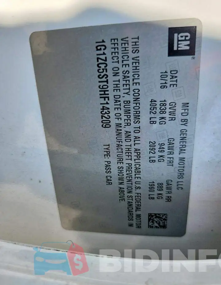 1G1ZC5ST9HF143209 Photo# 12