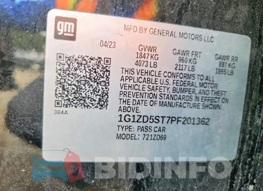 1G1ZD5ST7PF201362 Photo# 12