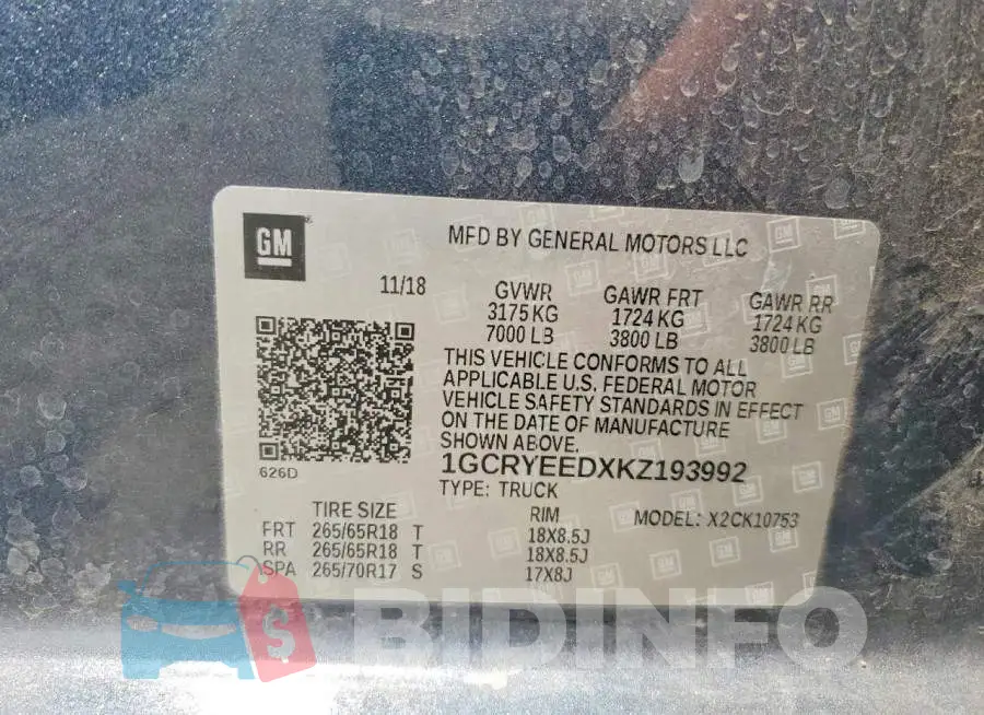1GCRYEEDXKZ193992 Photo# 12