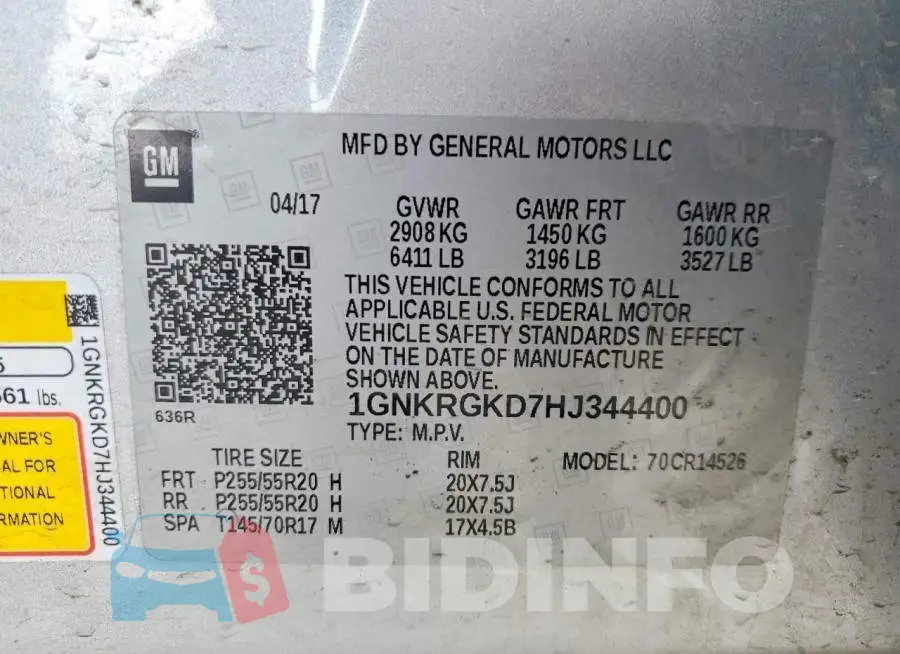 1GNKRGKD7HJ344400 Photo# 14