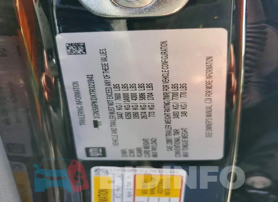 1GNS6PKDXTR321941 Photo# 14