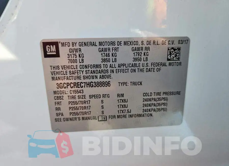 3GCPCREC7HG388896 Photo# 12