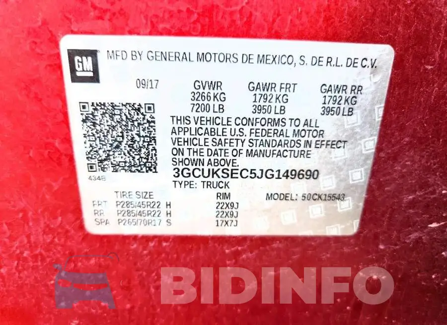 3GCUKSEC5JG149690 Photo# 12